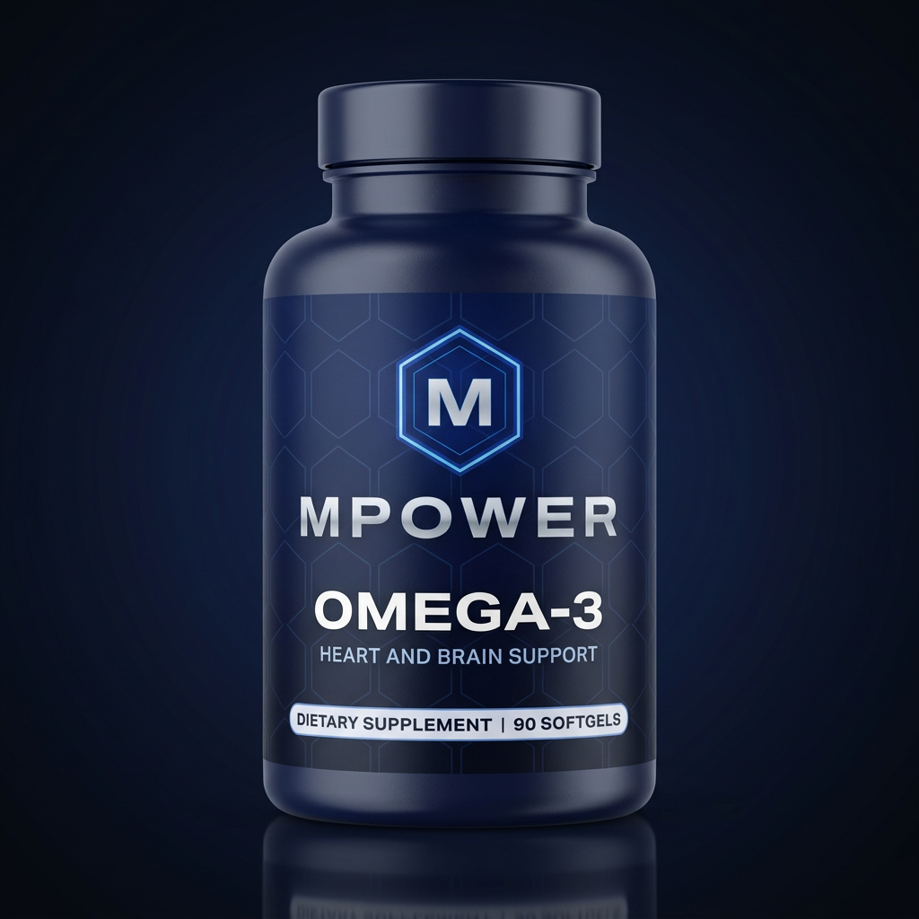 MPower Omega-3 navy bottle