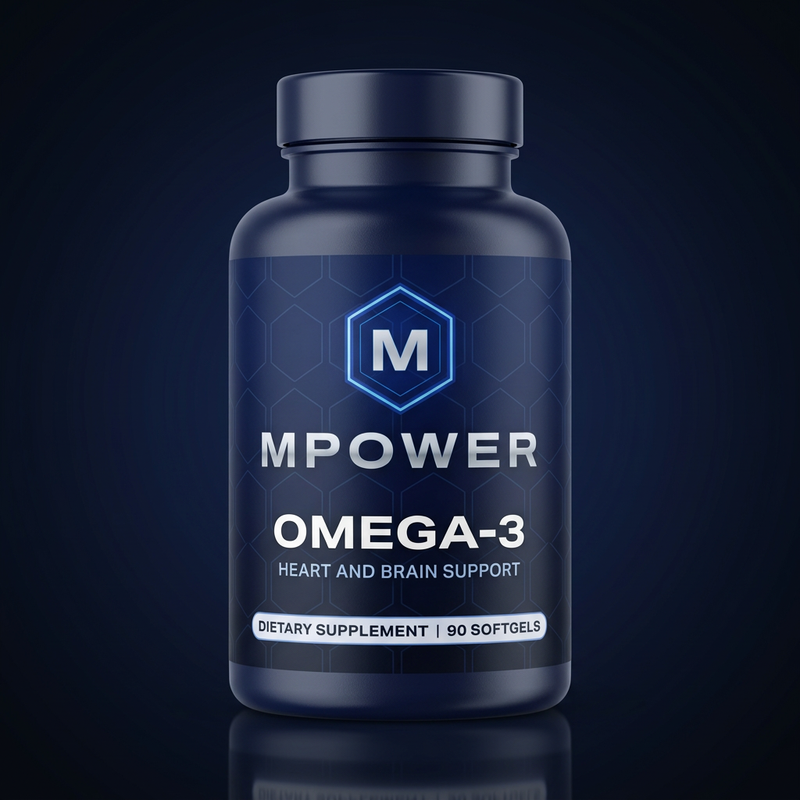 MPower Omega-3 navy bottle