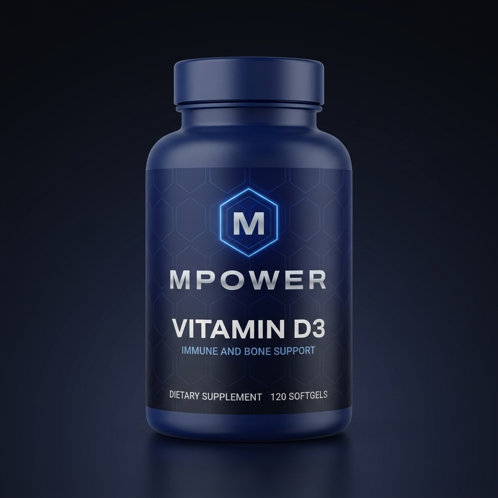 MPower Vitamin D3 navy bottle