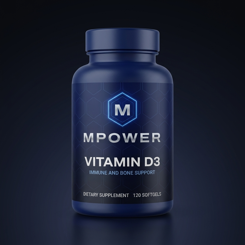 MPower Vitamin D3 navy bottle